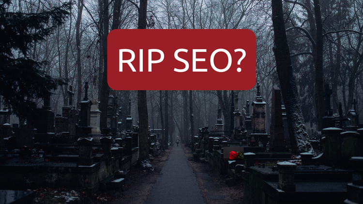 Dark graveyard surrounded by leafless trees, single red rose.  RIP SEO?